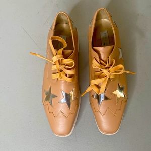 Stella Mccartney Elyse metallic-trimmed faux leather platform brogues size 35